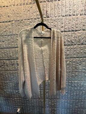 582 Becool Open Knit Cardigan Sweater Beige S/M